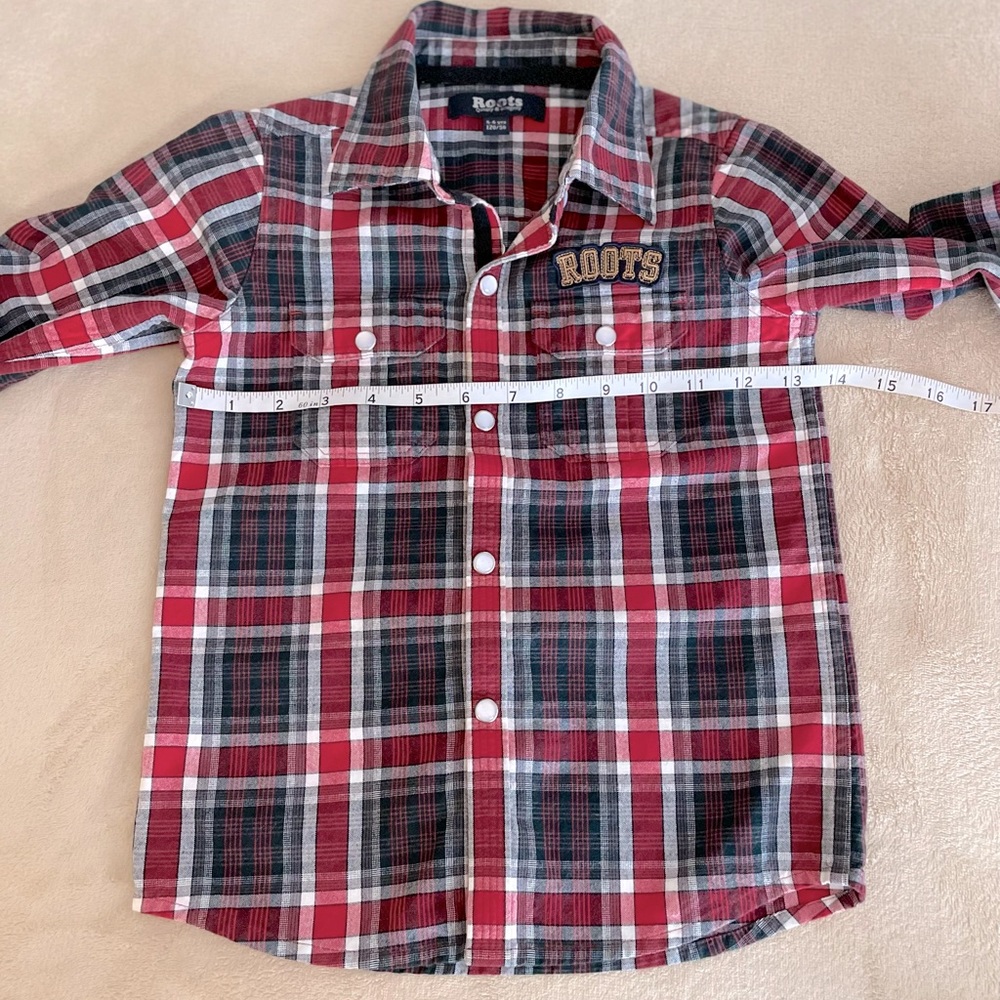 Roots Canada Plaid Button-Up Boys Shirt - Size 5/6Y - Picture 10 of 13